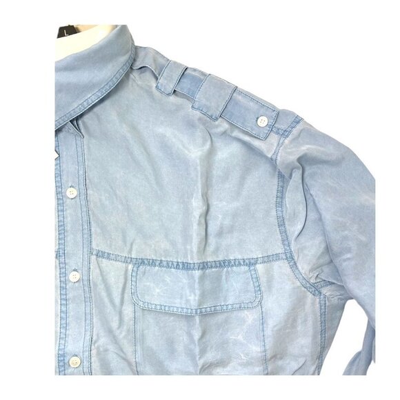 Stella McCartney Womens Blue Silk Collared Long Sleeve Button Blouse Sz 10 New - Picture 6 of 13